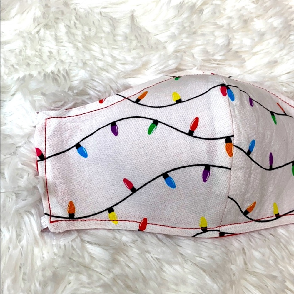 HANDMADE Christmas Lights Holiday Face Mask - Picture 2 of 6
